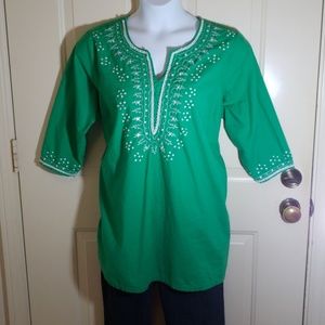 Kelly green embellished tunic